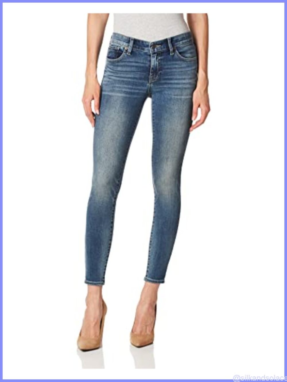 Mid Rise Skinny Jeans Stretch Denim Slim Fit 5-Pocket